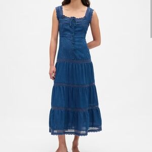 GAP Lace-Trim Tiered Maxi Dress XXL